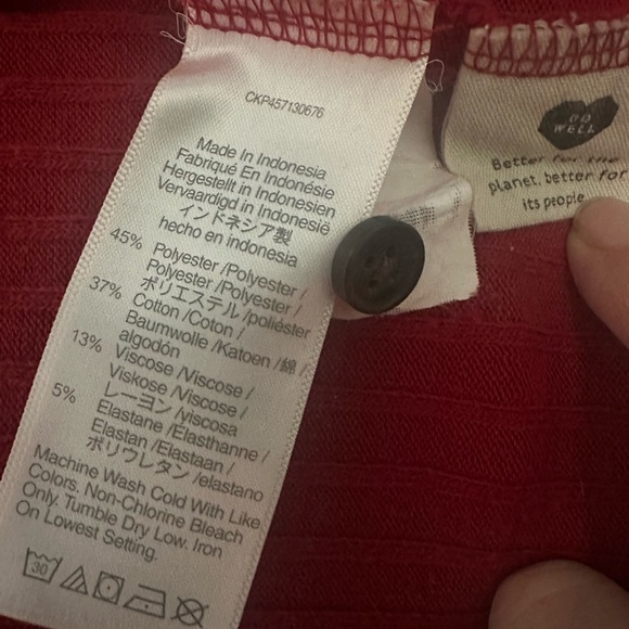 Madewell Red Ribbed Knit Top - Picture 4 of 4